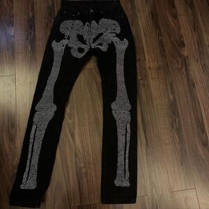 Mnml streetwear studded skeleton jeans black 29 Halloween
